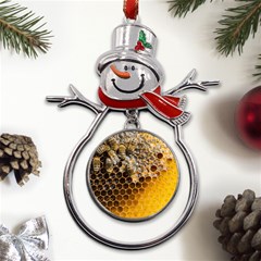 Honeycomb With Bees Metal Snowman Ornament by Bedest