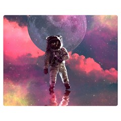 Aesthetic Astronautics Atmosphere Blue Clouds Cosmos Fantasy Galaxy Two Sides Premium Plush Fleece Blanket (medium) by Cendanart