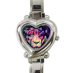 Psychedelic Lion Heart Italian Charm Watch by Cendanart