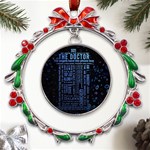 Doctor Who Tardis Metal X mas Wreath Ribbon Ornament Front