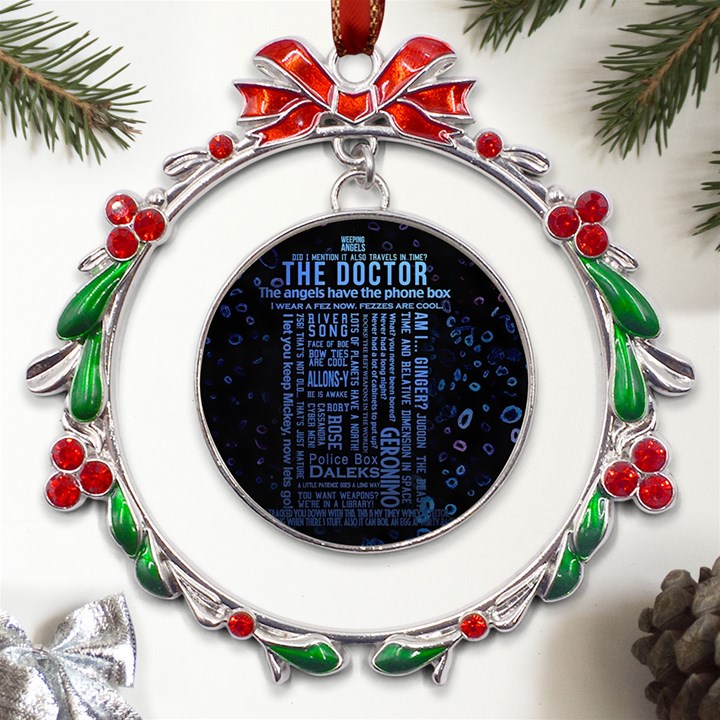 Doctor Who Tardis Metal X mas Wreath Ribbon Ornament