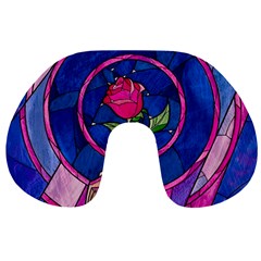 Enchanted Rose Stained Glass Travel Neck Pillow by Cendanart