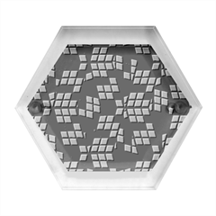 Graphic Pattern Rubiks Cube Hexagon Wood Jewelry Box by Cendanart