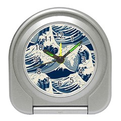 Japanese Wave Pattern Travel Alarm Clock by Cendanart