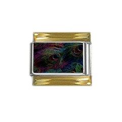 Peacock Feather Paradise Gold Trim Italian Charm (9mm) by Cendanart