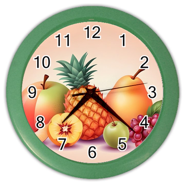 Fruit Pattern Apple Abstract Food Color Wall Clock