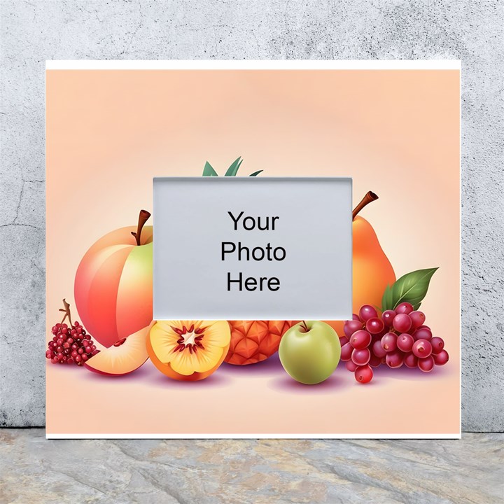 Fruit Pattern Apple Abstract Food White Wall Photo Frame 5  x 7 