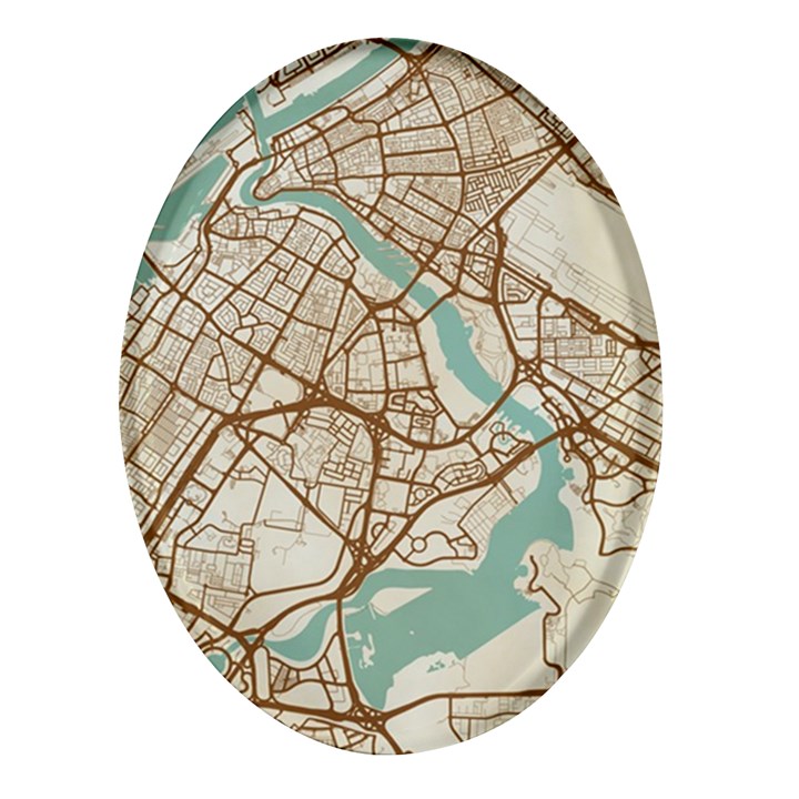 Mapart Dubai Map Oval Glass Fridge Magnet (4 pack)