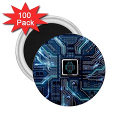 Circuit Board Motherboard 2 25  Magnets (100 Pack)  by Cemarart