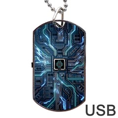 Circuit Board Motherboard Dog Tag Usb Flash (one Side) by Cemarart