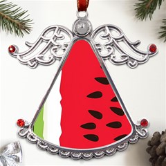 Watermelon Black Green Melon Red Metal Angel With Crystal Ornament by Cemarart