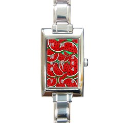 Summer Watermelon Fruit Rectangle Italian Charm Watch by Cemarart