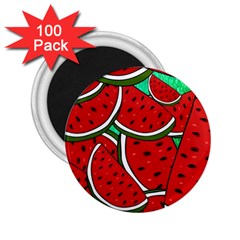 Summer Watermelon Fruit 2 25  Magnets (100 Pack)  by Cemarart