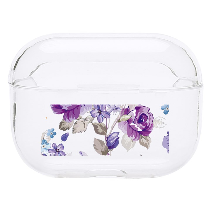 Flower-floral-design-paper-pattern-purple-watercolor-flowers-vector-material-90d2d381fc90ea7e9bf8355 Hard PC AirPods Pro Case