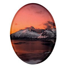 Surreal Mountain Landscape Lake Oval Glass Fridge Magnet (4 Pack) by Bedest