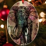 Tribal Elephant UV Print Acrylic Ornament Oval Front