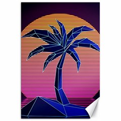 Abstract 3d Art Holiday Island Palm Tree Pink Purple Summer Sunset Water Canvas 20  X 30  by Cemarart