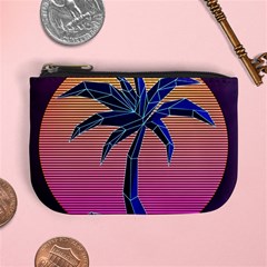 Abstract 3d Art Holiday Island Palm Tree Pink Purple Summer Sunset Water Mini Coin Purse by Cemarart