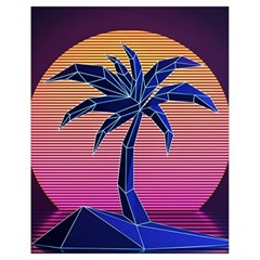 Abstract 3d Art Holiday Island Palm Tree Pink Purple Summer Sunset Water Drawstring Bag (small) by Cemarart