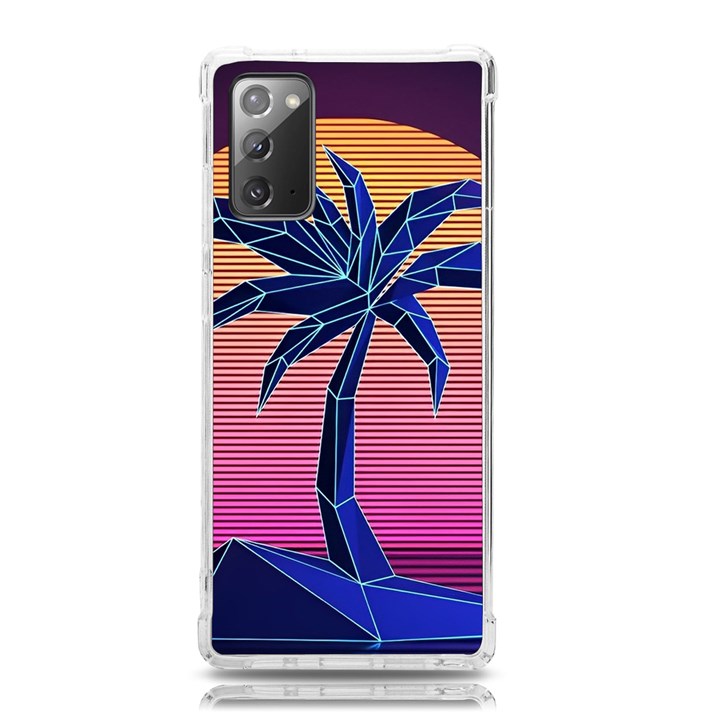 Abstract 3d Art Holiday Island Palm Tree Pink Purple Summer Sunset Water Samsung Galaxy Note 20 TPU UV Case