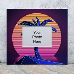 Abstract 3d Art Holiday Island Palm Tree Pink Purple Summer Sunset Water White Wall Photo Frame 5  X 7  by Cemarart