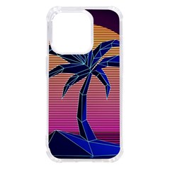 Abstract 3d Art Holiday Island Palm Tree Pink Purple Summer Sunset Water Iphone 14 Pro Tpu Uv Print Case by Cemarart