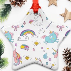 Unicorn Diamond Rainbow Shooting Star Star Ornament (two Sides) by Grandong