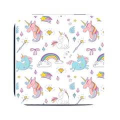 Unicorn Diamond Rainbow Shooting Star Square Metal Box (black) by Grandong