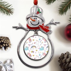 Unicorn Diamond Rainbow Shooting Star Metal Snowman Ornament by Grandong