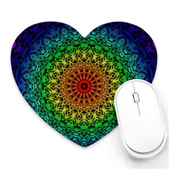 Rainbow Mandala Abstract Pastel Pattern Heart Mousepad by Grandong