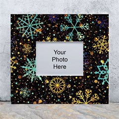 Gold Teal Snowflakes White Wall Photo Frame 5  X 7  by Grandong