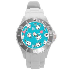 Cat Bunny Round Plastic Sport Watch (l) by Grandong