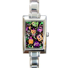 Fun Halloween Monsters Rectangle Italian Charm Watch by Grandong