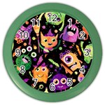 Fun Halloween Monsters Color Wall Clock Front