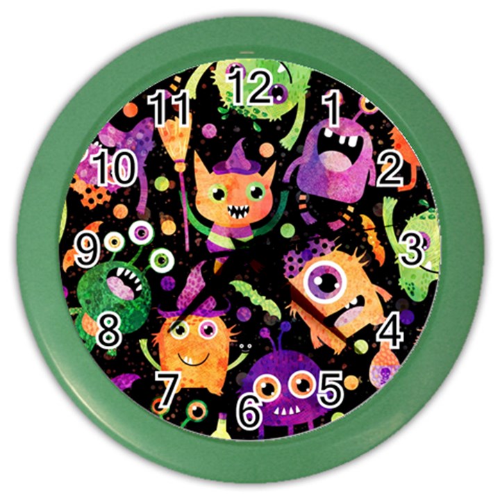 Fun Halloween Monsters Color Wall Clock