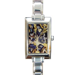 Tardis Doctor Who Pattern Rectangle Italian Charm Watch by Cemarart