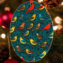 Bird Pattern Colorful Uv Print Acrylic Ornament Oval by Cemarart