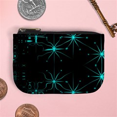 Space Time Abstract Pattern Alien Dark Green Pattern Mini Coin Purse by Cemarart