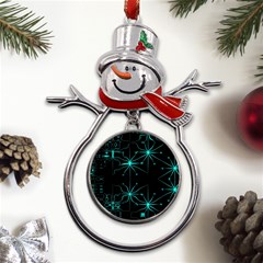 Space Time Abstract Pattern Alien Dark Green Pattern Metal Snowman Ornament by Cemarart