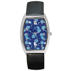 Cat Astronaut Space Suit Pattern Barrel Style Metal Watch by Cemarart