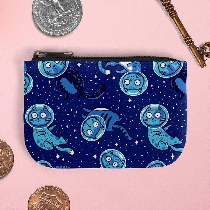 Cat Astronaut Space Suit Pattern Mini Coin Purse