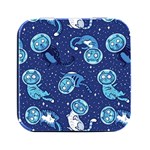 Cat Astronaut Space Suit Pattern Square Metal Box (Black) Front