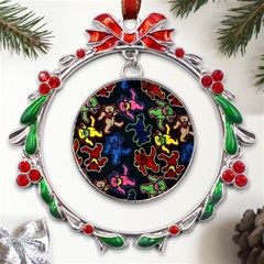 Dead Head Deadhead Grateful Dead Metal X mas Wreath Ribbon Ornament by Cemarart