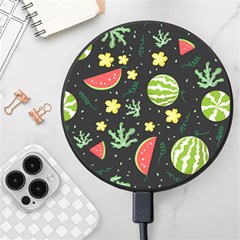 Watermelon Doodle Pattern Wireless Fast Charger(black) by Cemarart