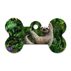 Sloth In Jungle Art Animal Fantasy Dog Tag Bone (one Side) by Cemarart