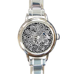 Leopard In Art, Animal, Graphic, Illusion Round Italian Charm Watch by nateshop