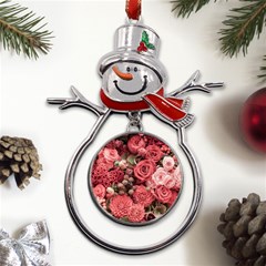 Pink Roses, Flowers, Love, Nature Metal Snowman Ornament by nateshop