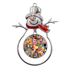 Sticker Bomb, Art, Cartoon, Dope Metal Snowman Ornament by nateshop