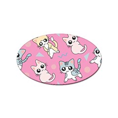 Cute Animal Little Cat Seamless Pattern Sticker Oval (10 Pack) by Cemarart