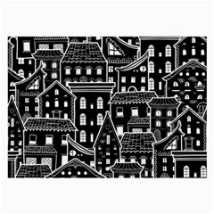 Dark Seamless Pattern With Houses Doodle House Monochrome Large Glasses Cloth by Cemarart